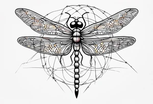 fine line barbed wire body small dragonfly tattoo idea