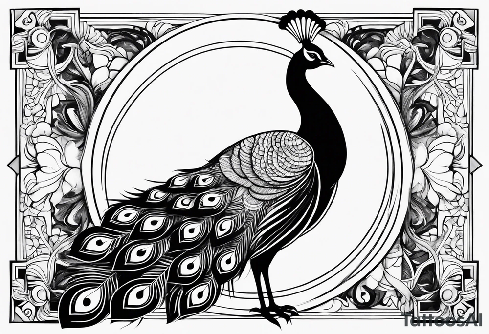 beautiful peacock with moon tattoo idea