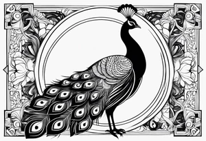 beautiful peacock with moon tattoo idea
