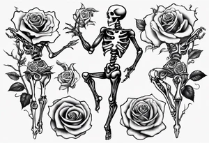 Dancing skeloton on a rose tattoo idea
