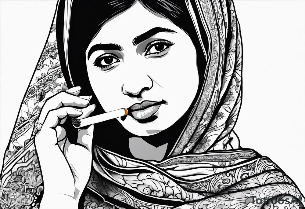 Malala Yousafzai smoking cigarette tattoo idea