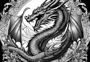 Dragon without wing is wrapped around a sword tattoo idea