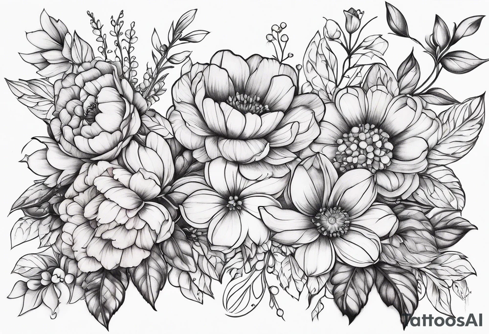 ornaments of flowers tattoo idea