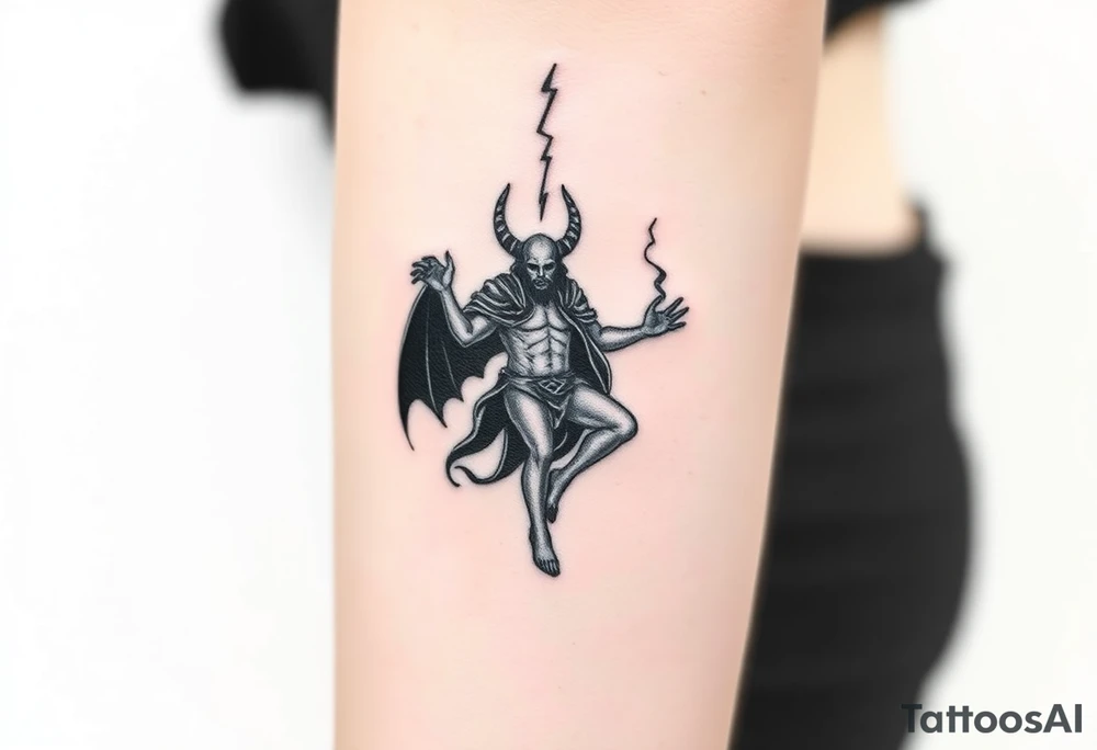 satan falling like lightning from heaven tattoo idea