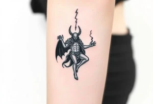 satan falling like lightning from heaven tattoo idea