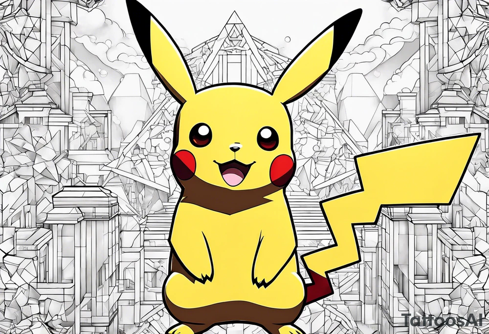 Pikachu pokemon statue tattoo idea
