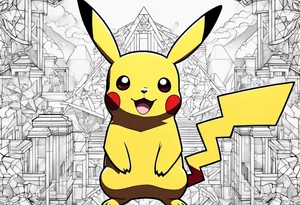 Pikachu pokemon statue tattoo idea