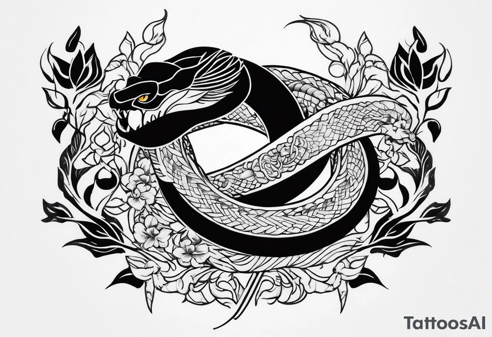 back tattoo, snake, sword tattoo idea