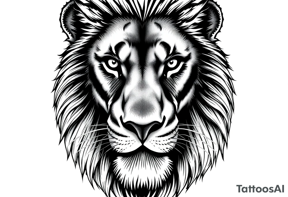 powerful majestic lion, close-up tattoo idea