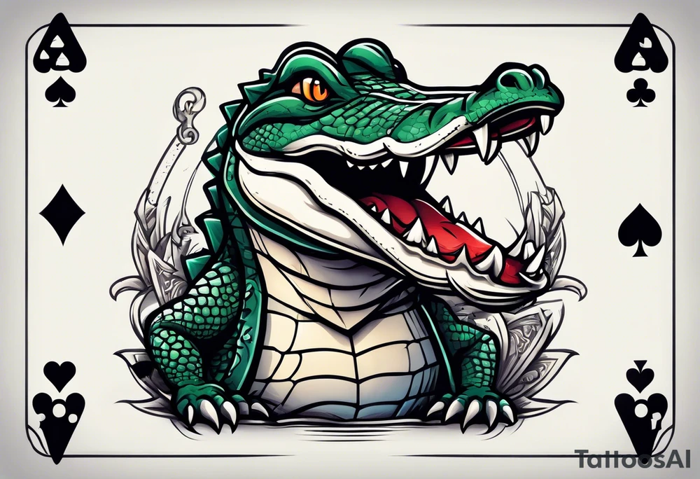 Alligator on a ace of spades poker card tattoo idea