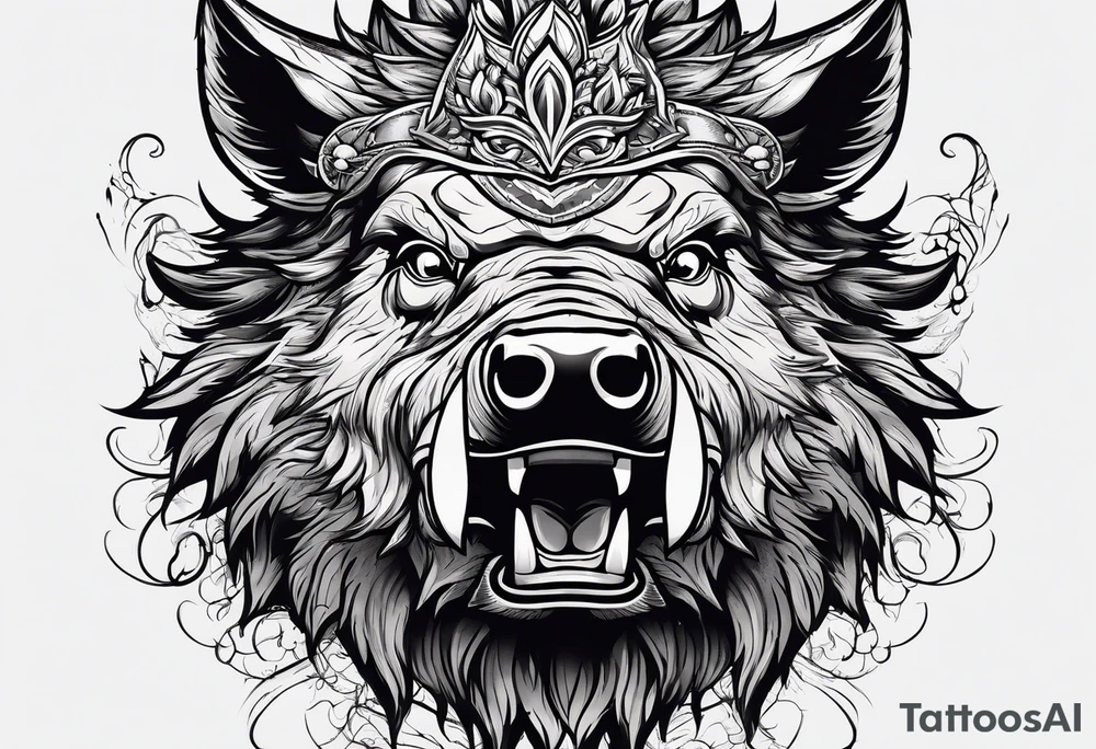 face angry boar tattoo idea
