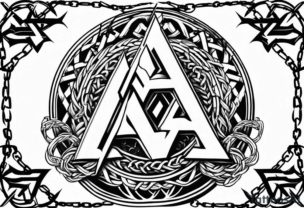 Valhalla sword shield axe barbed wire chains valknut fire tattoo idea Valhalla sword shield axe barbed wire chains valknut fire tattoo idea