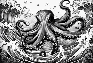 Octopus ten thousand leagues waves tattoo idea