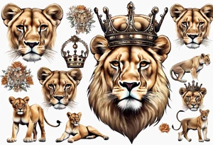 lioness with a crown tattoo idea