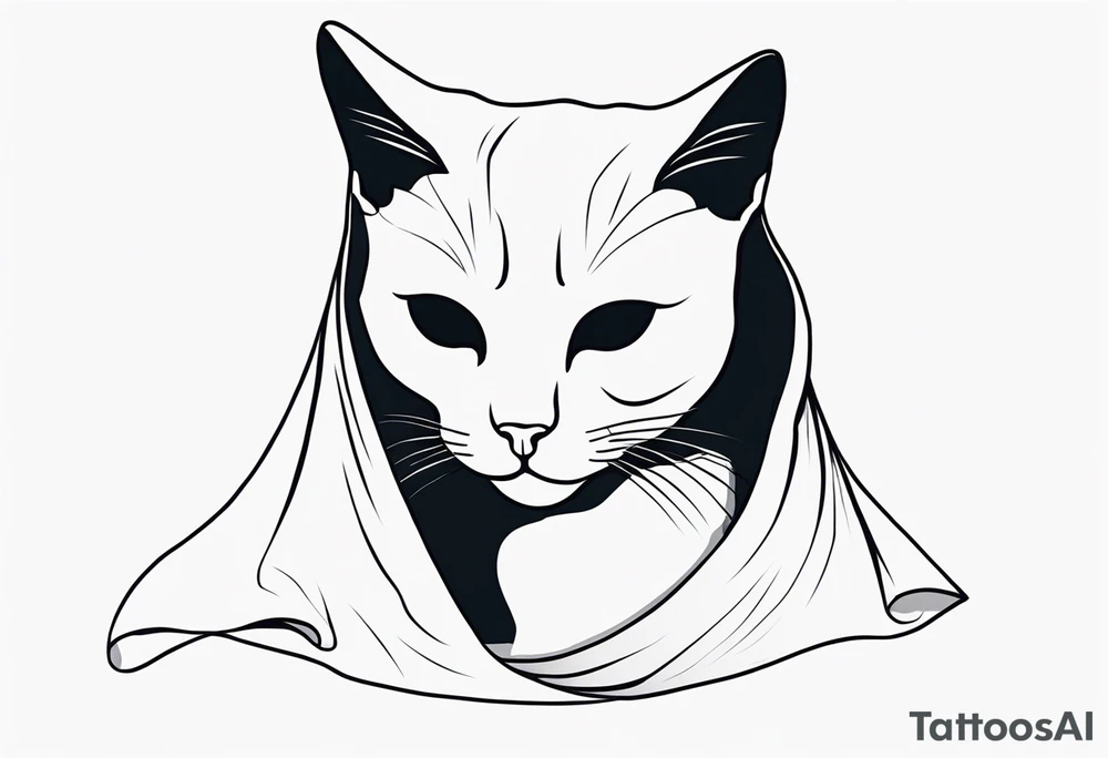 Cat wearing a sheet dressed as a ghost tattoo idea