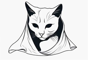 Cat wearing a sheet dressed as a ghost tattoo idea