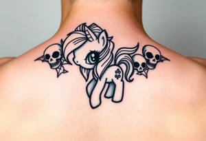 Demonic my little pony with skulls tattoo idea