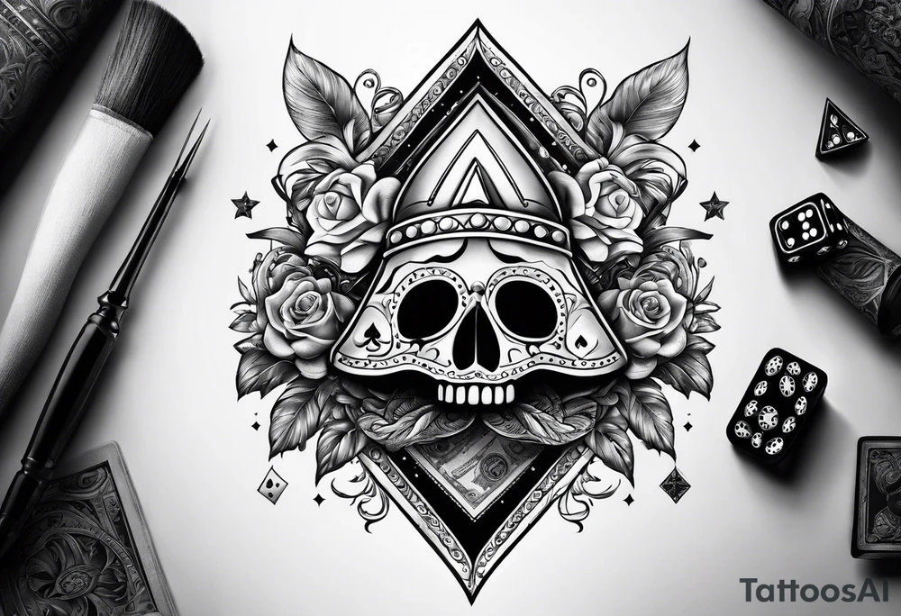 spades and dice and money tattoo idea