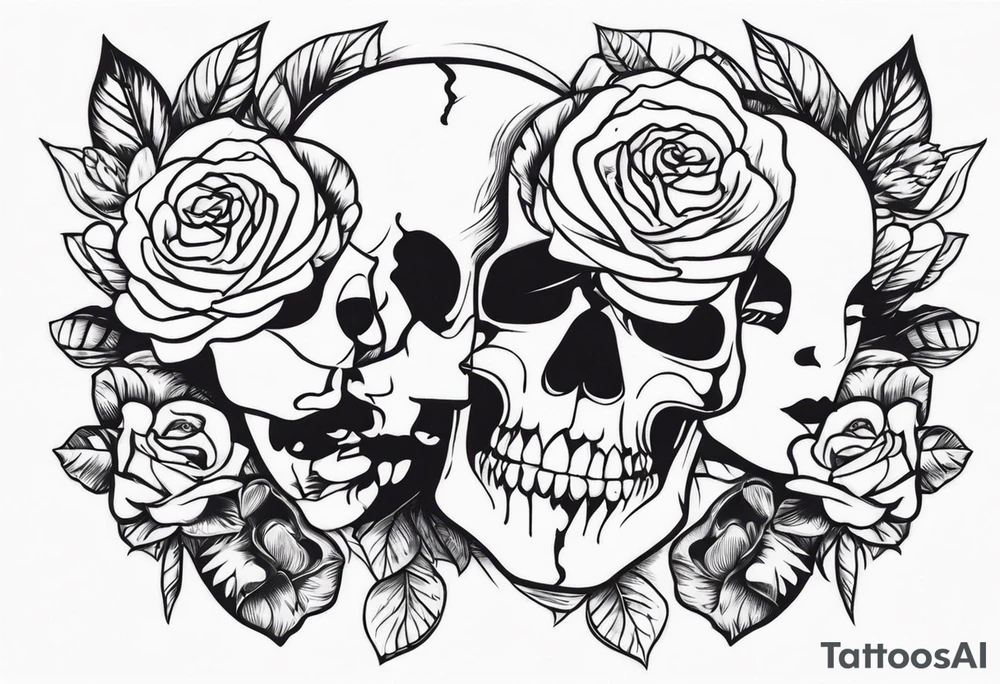 Faces rosas caveiras tattoo idea