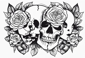 Faces rosas caveiras tattoo idea