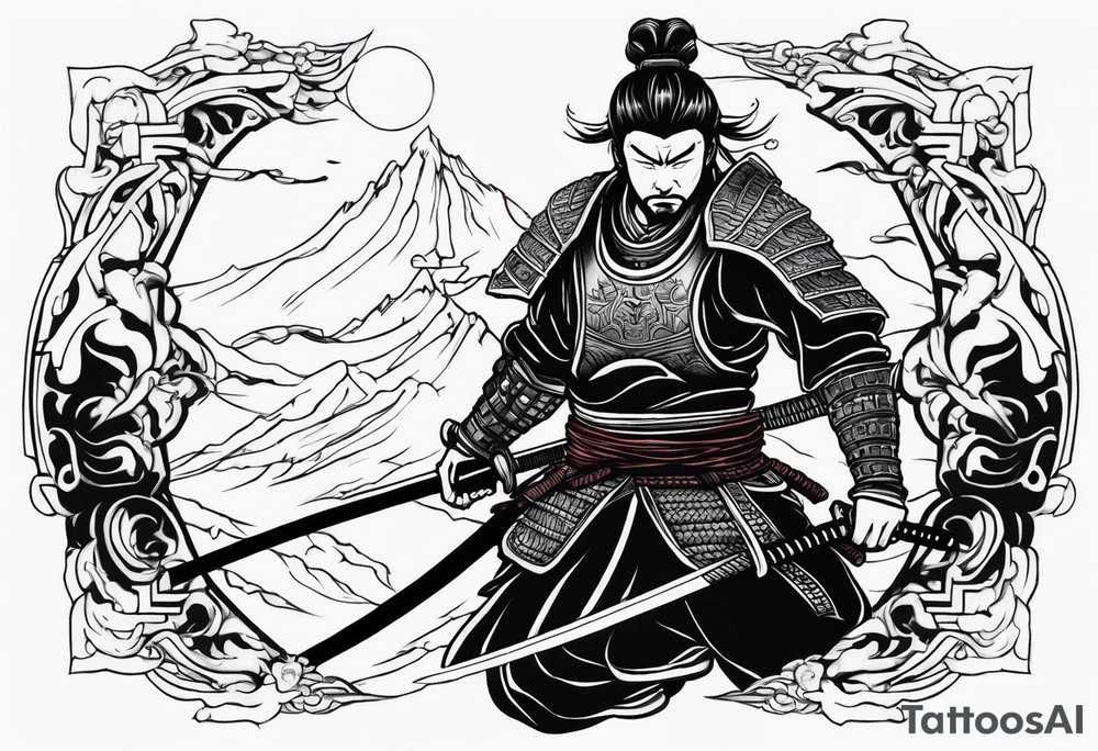 samurai beheading demon tattoo idea