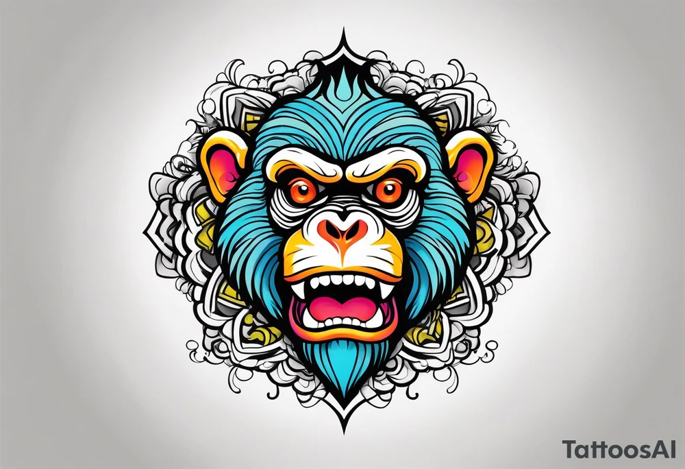 aggressive monkey on torso tattoo tattoo idea