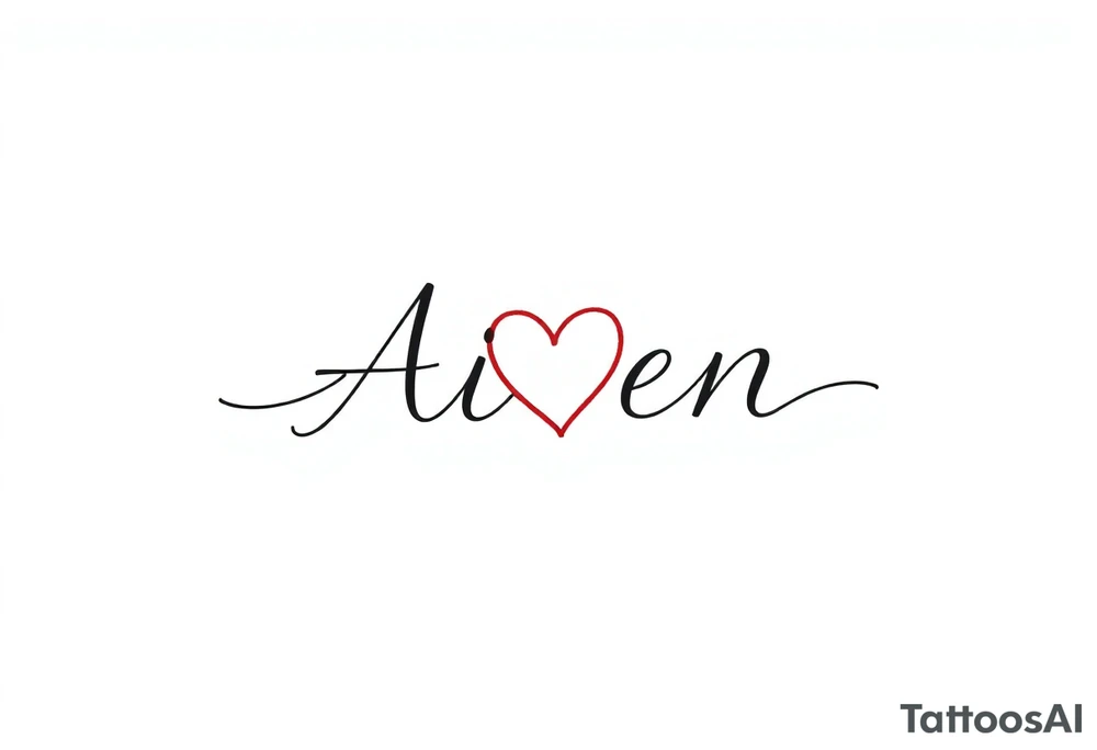 The name Aiden with a love heart tattoo idea