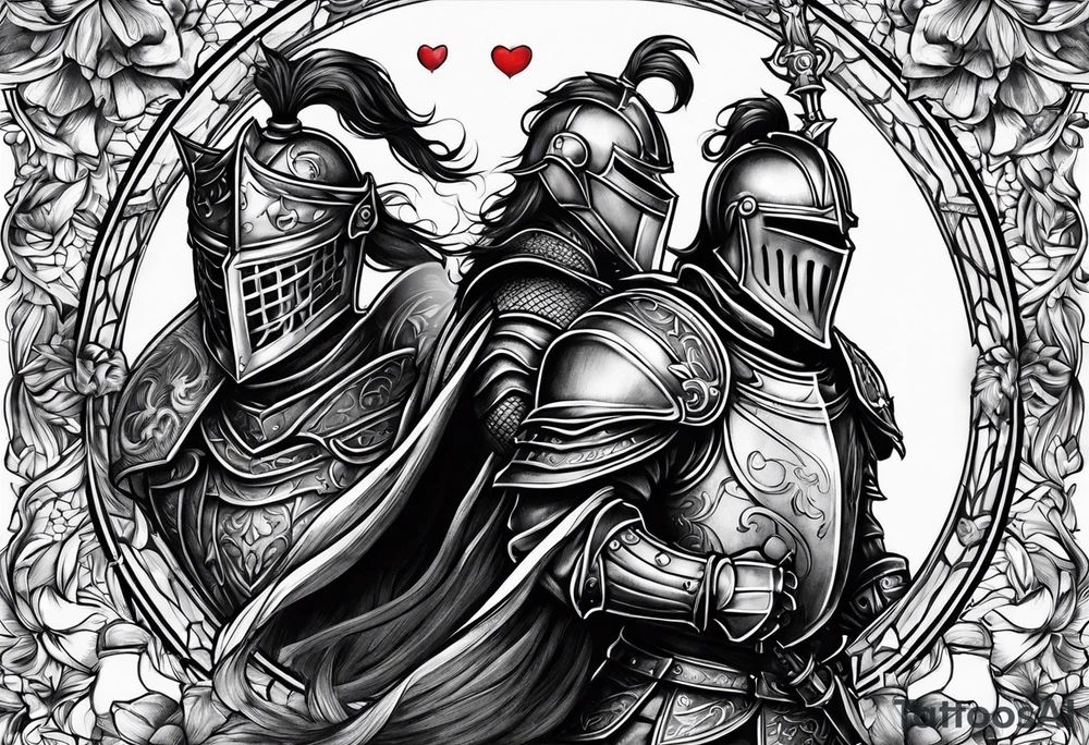 two male knights in love tattoo idea