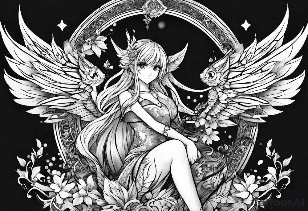 A fairy with a tail inspired by the logo of the show called Fairy Tail tattoo idea