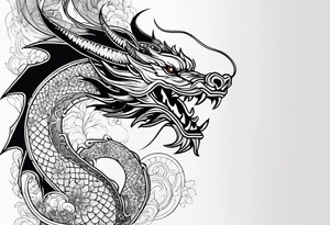 Boussole avec toute les directions entourée de dragon asiatique avec leur perle tattoo idea