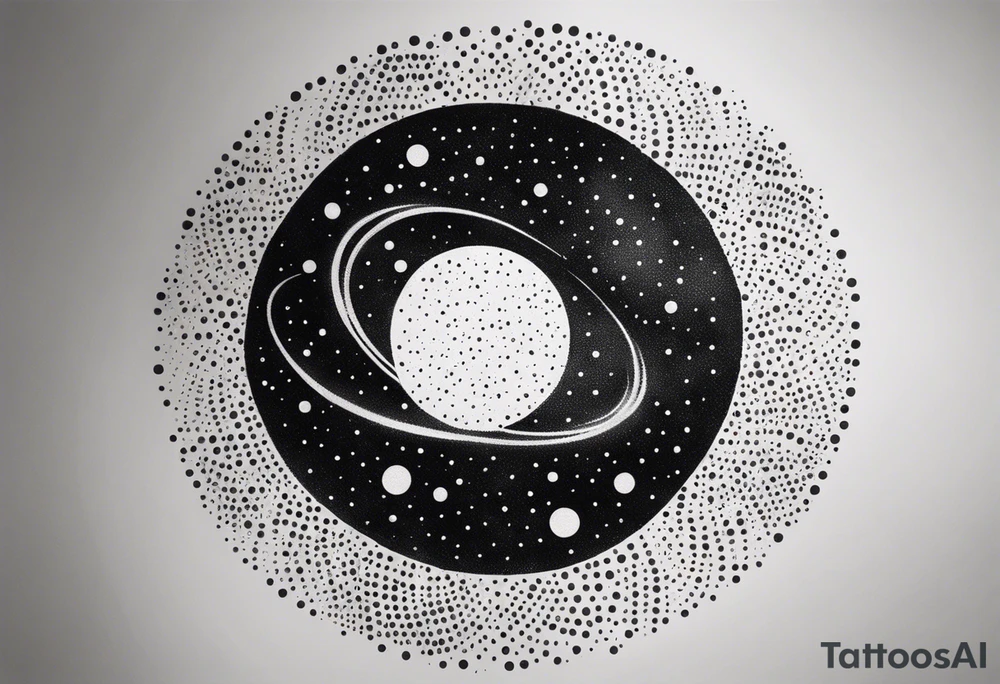 simple minimalist galaxy design in a circle tattoo idea