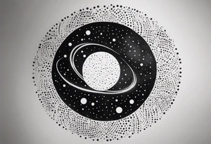 simple minimalist galaxy design in a circle tattoo idea