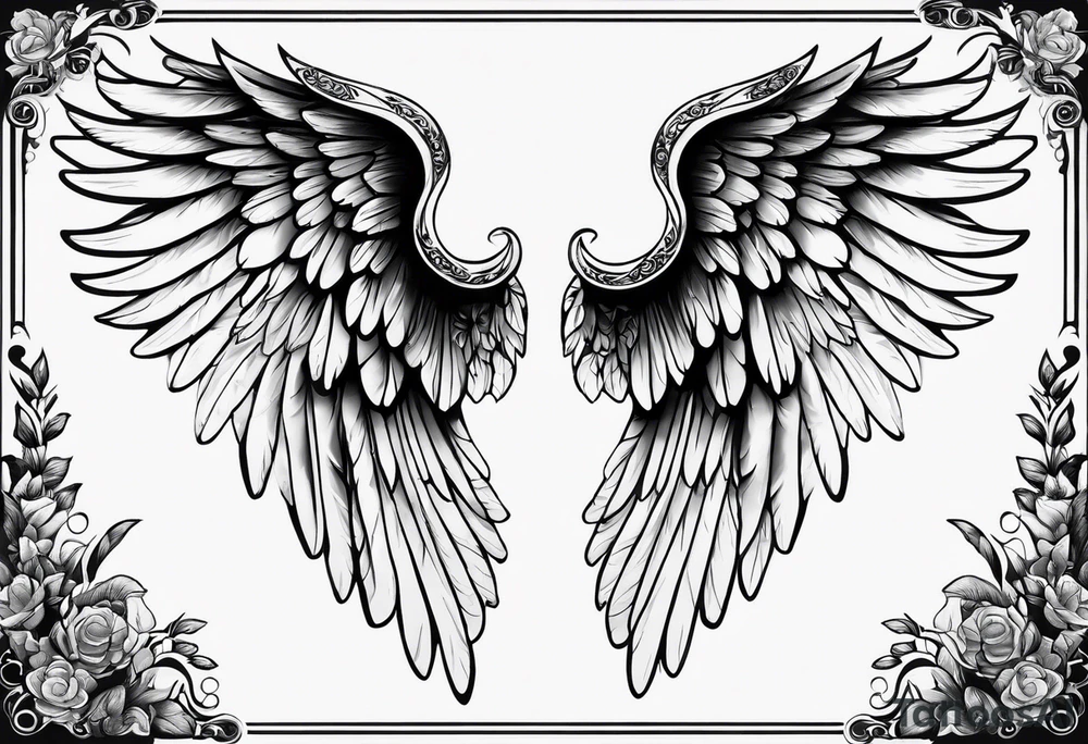 Angel Wings with the word Glenn in between tattoo idea Angel Wings with the word Glenn in between tattoo idea