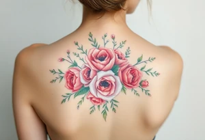 vintage bouquet of wild roses and meadow flowers with morning dew tattoo idea