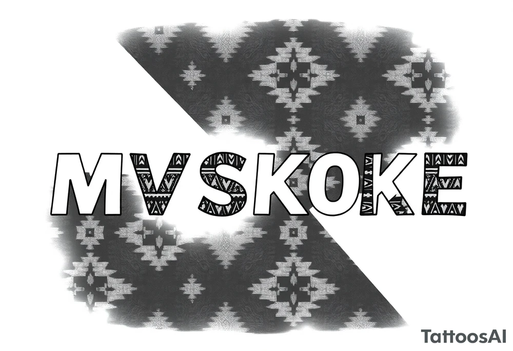 The word “MVSKOKE” shaded with Pendleton print tattoo idea