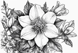 Columbine plant and flowers tattoo idea