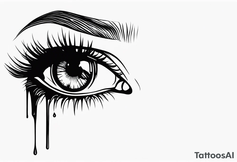 Realistic eye crying tears of tragedy death and betrayal tattoo idea