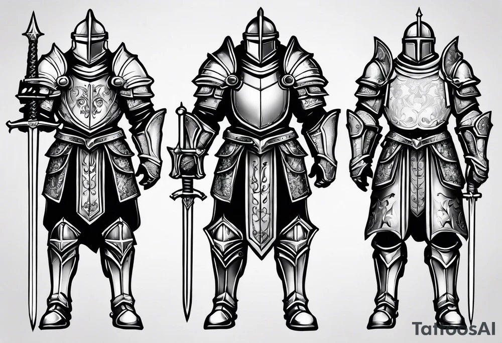 knight heavy armor surrounded tattoo idea