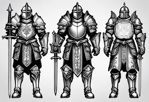 knight heavy armor surrounded tattoo idea