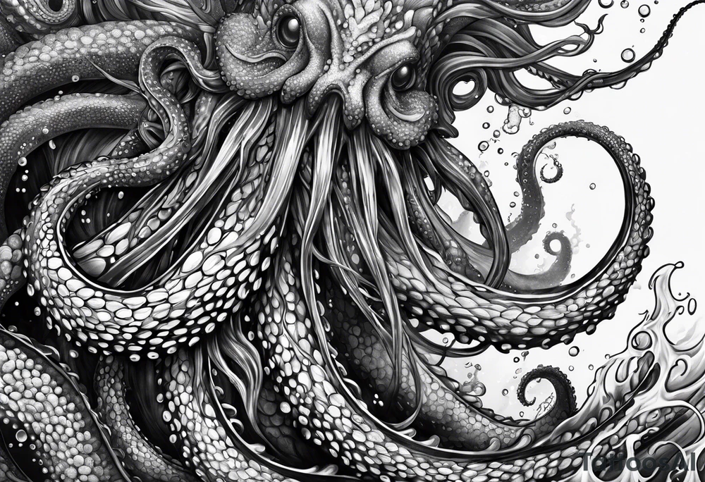 Kraken tentacles coming out of water tattoo idea