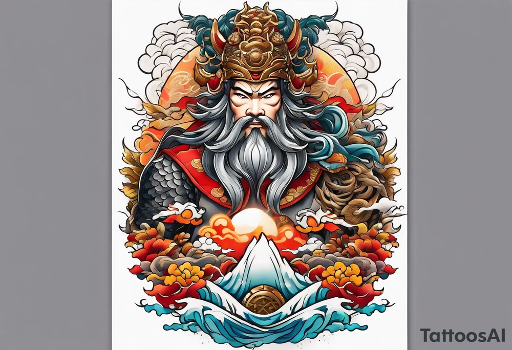 Japanese thunder god and japanese wind god tattoo idea