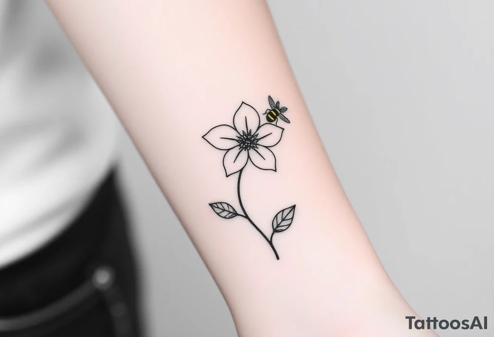 Trillium with a bumble bee hovering near it tattoo idea
