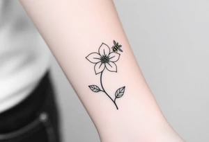 Trillium with a bumble bee hovering near it tattoo idea