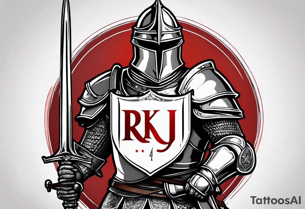 knight with heavy armor with initials RJL on chest tattoo idea knight with heavy armor with initials RJL on chest tattoo idea
