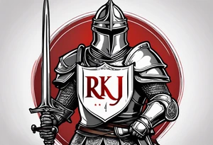 knight with heavy armor with initials RJL on chest tattoo idea