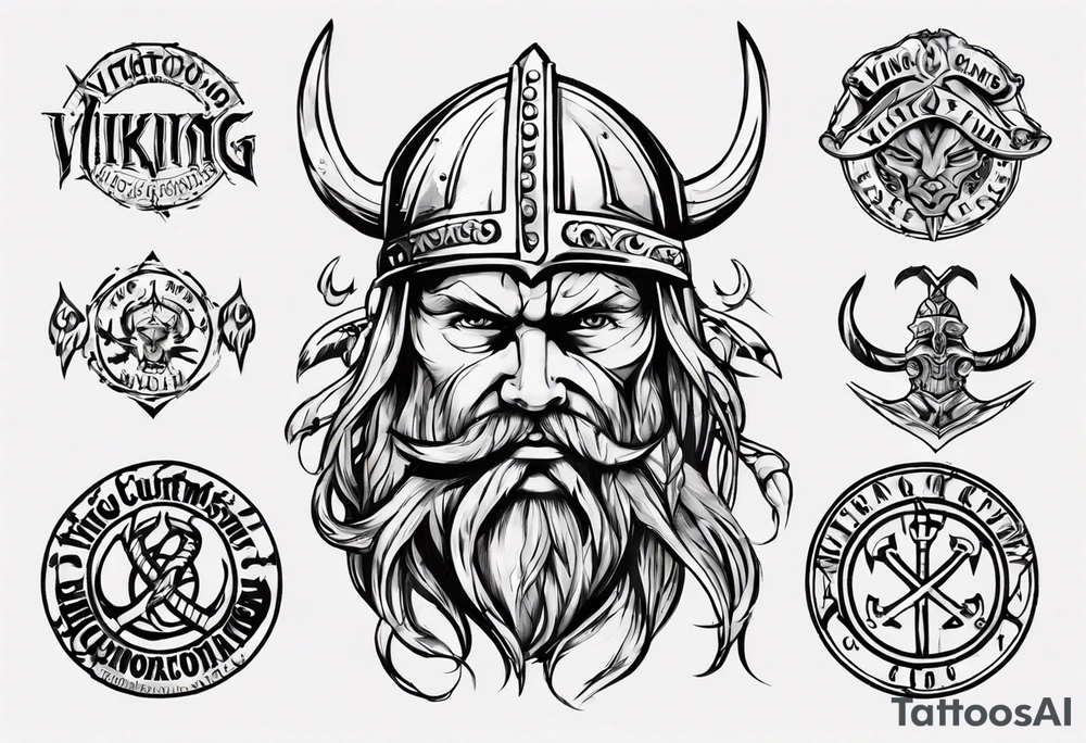 I want a tattoo of a viking with the company name “Viking Customs” incorporated in the design tattoo idea