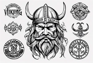 I want a tattoo of a viking with the company name “Viking Customs” incorporated in the design tattoo idea