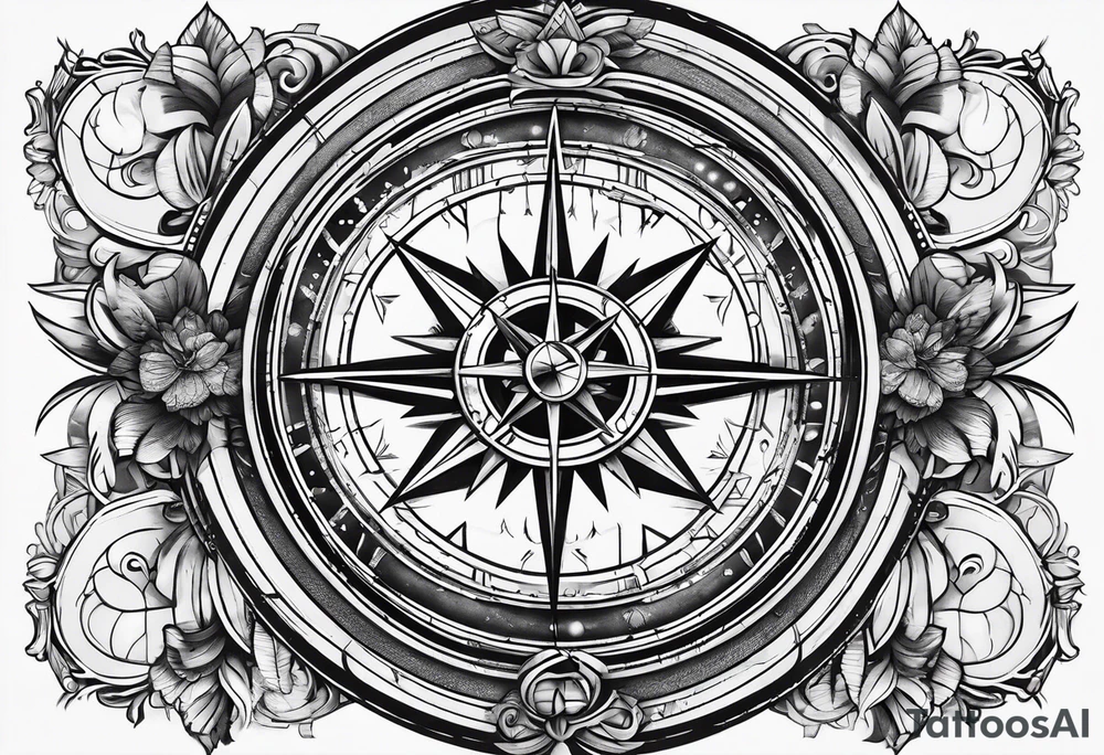circle with divine proportion and compass tattoo idea