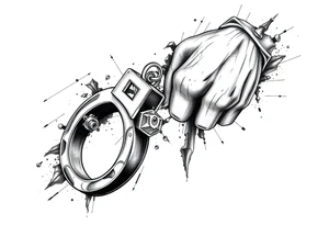 chicano style patchwork peice with handcuffs tattoo idea