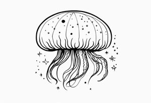 Small jellyfish with Scorpio Star constellation behind it tattoo idea